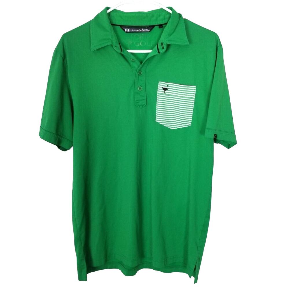 Travis Mathew Mens Golf Polo Shirt Chive Kelly Green M Active Athletic Stretch